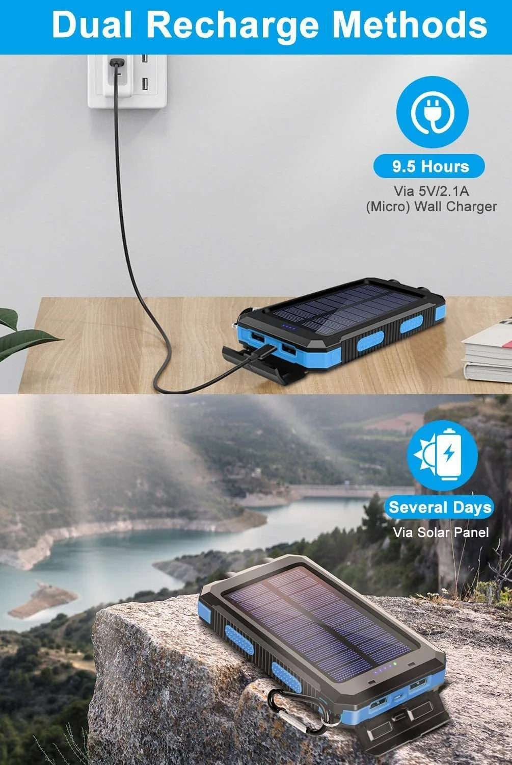 Nexvity™ SolarCharge Pro – Portable Solar Power Bank (10,000mAh)